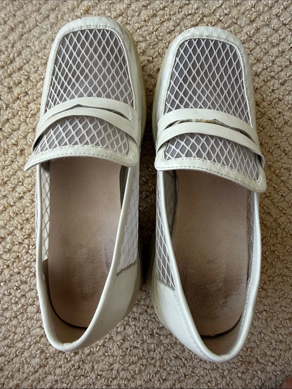 White Platform Mesh Loafers - Women size 8/38